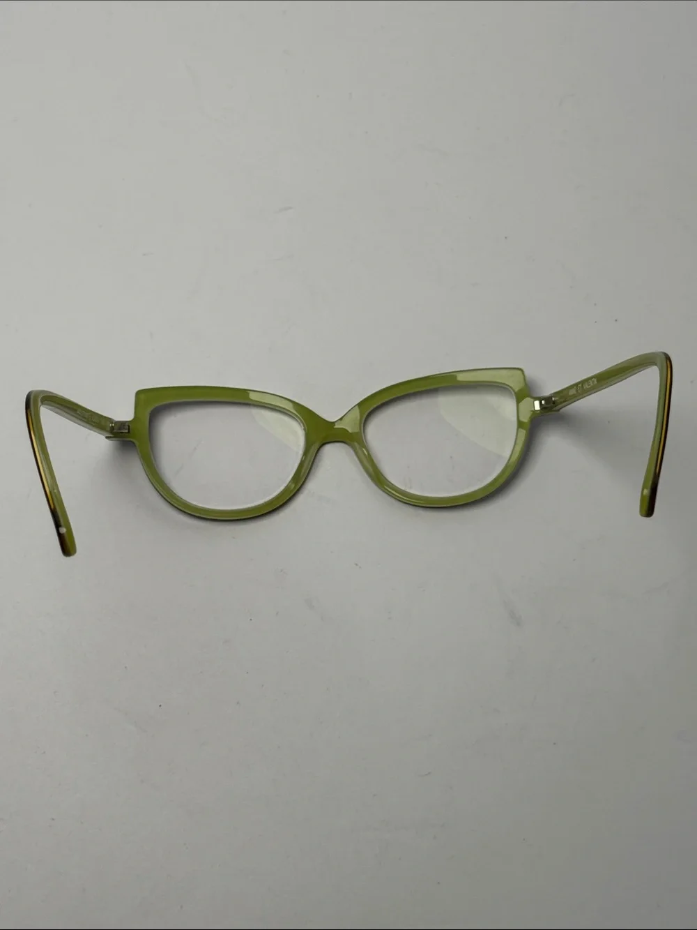 ANNE ET VALENTIN Tortoiseshell Pale Green Slight Cat-Eye Glasses Made in France